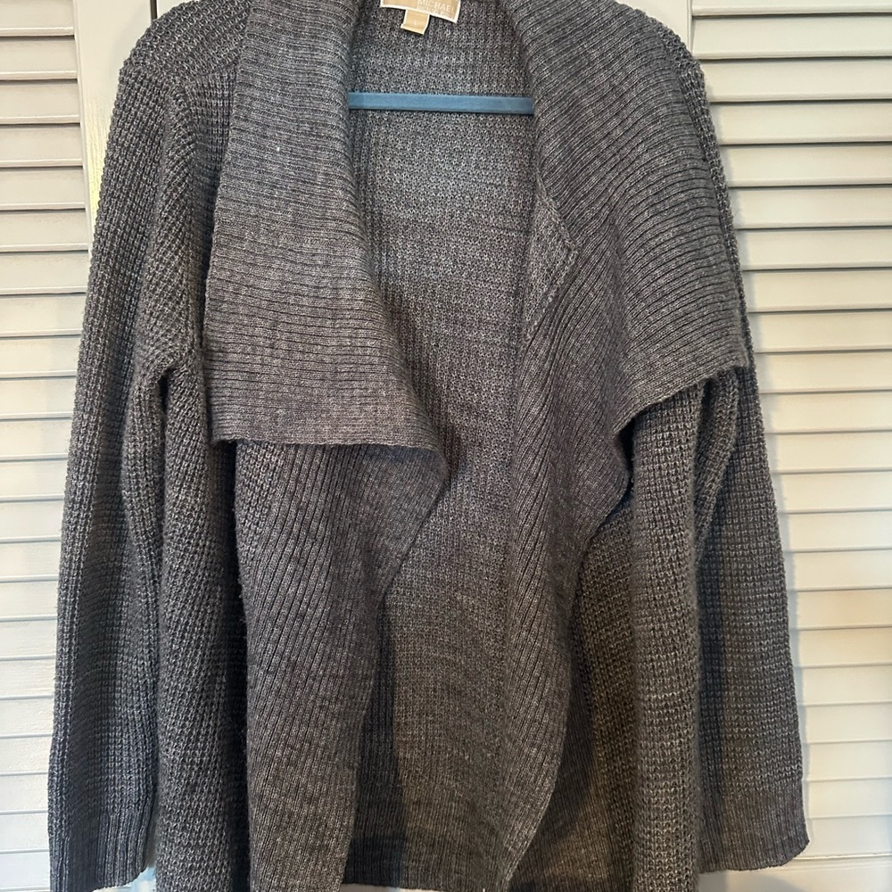 Michael Kors Charcoal Gray Open-Front Knit Cardigan